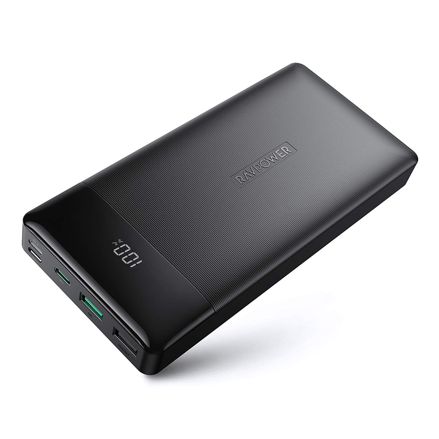 Pin Sạc Dự Phòng 20000mAh RAVPower RP-PB172 Tích Hợp Cổng USB Type-C In/Out Hỗ Trợ Sạc Nhanh Power Delivery PD 18W và Quick Charge QC 3.0 - Hàng Chính Hãng