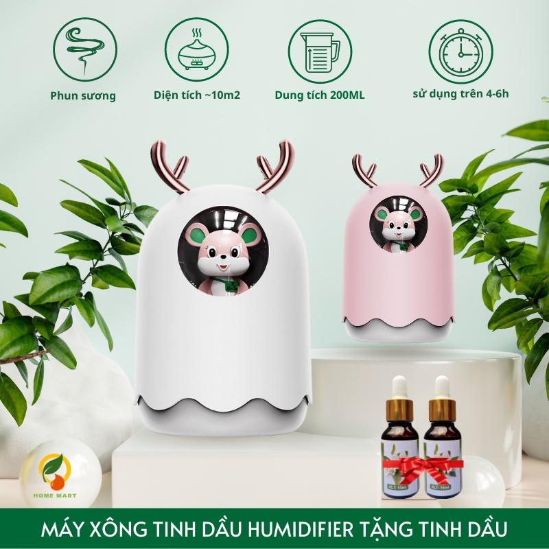 Máy phun sương tạo ẩm không khí hình thú dung tích 300ml, có đèn Led dùng làm đèn ngủ đèn trang trí siêu dễ thương