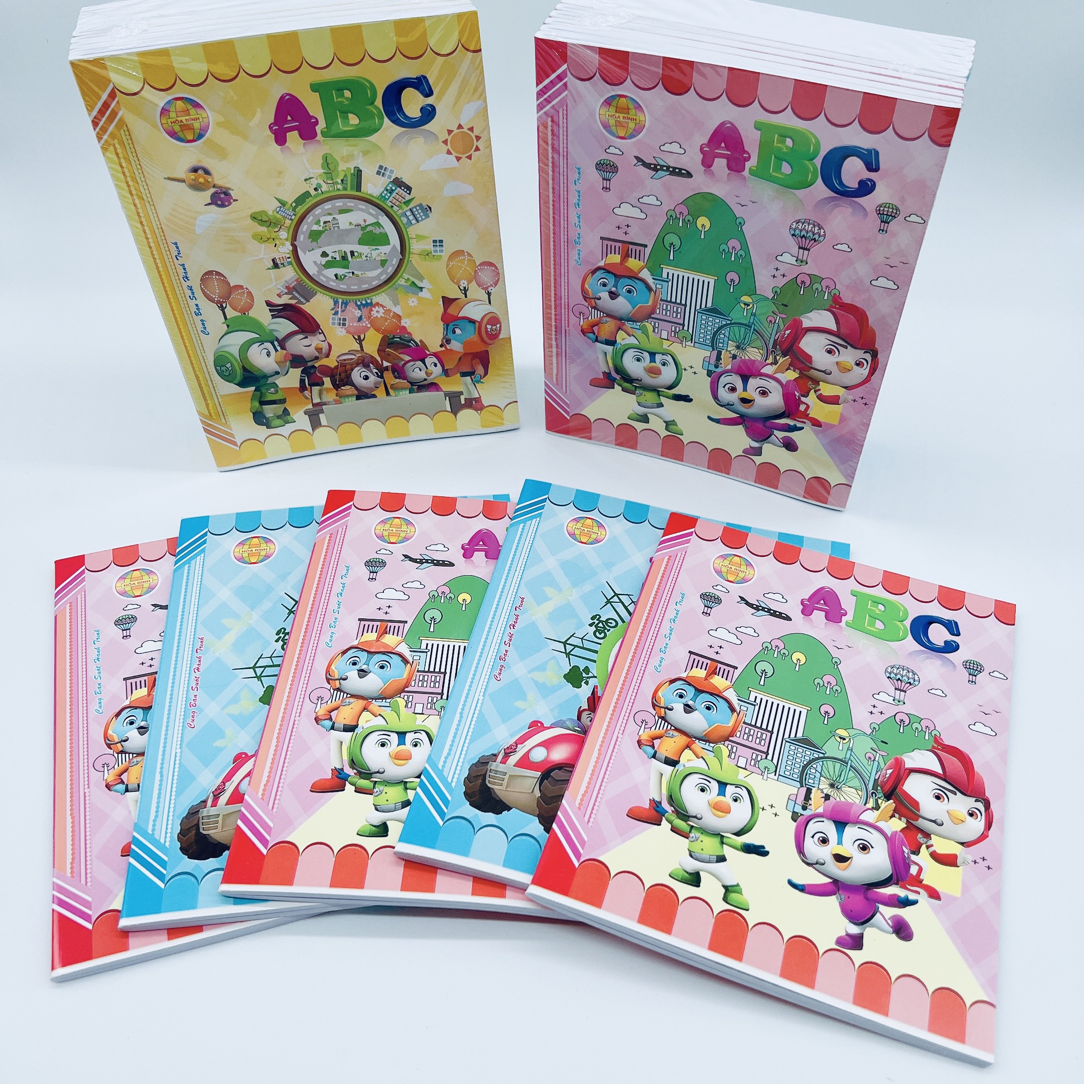 Tập học sinh 96 trang, combo 5 quyển tập ABC Hòa Bình 96 trang loại 4 ô ly giấy trắng tinh - Quà tặng bé đi học