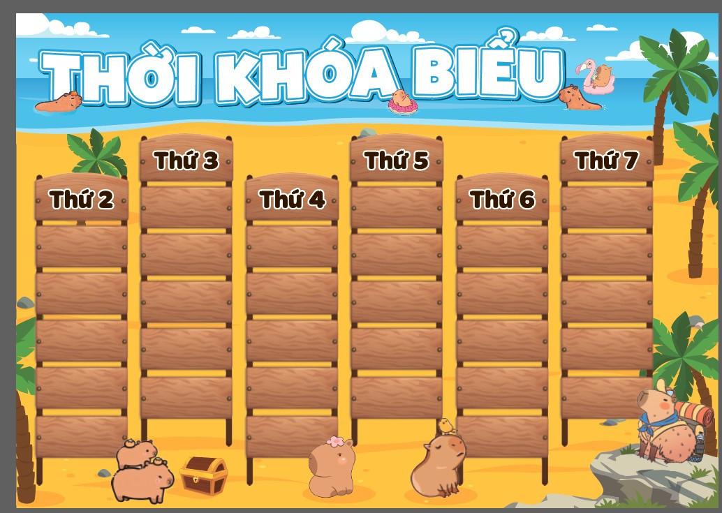 Sticker Thời Khoá Biểu Cấp 2 Capybara - Thay Đổi Môn Học A5 - Teenage TKB-10