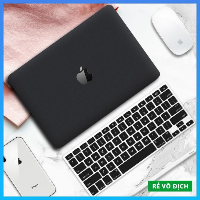 Combo Case, ốp kèm phủ phím Macbook đủ dòng Màu đen - Nhựa ABS cao cấp chống va chạm (Tặng Nút Chống Bụi)