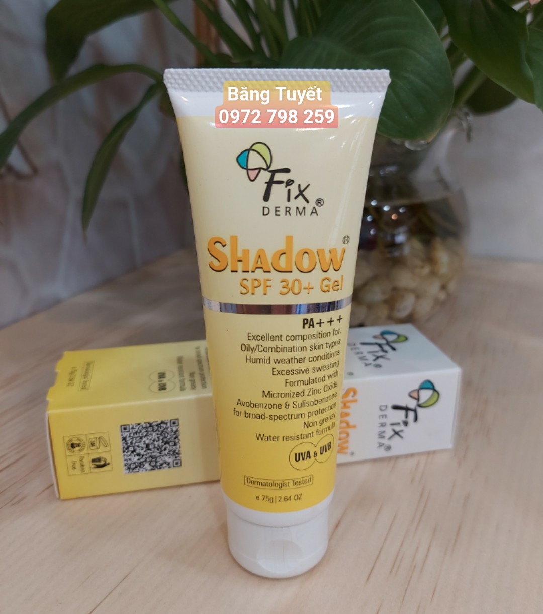 Kem chống nắng dướng ẩm sáng da Fixderma Shadow SPF 30+ Gel 75g