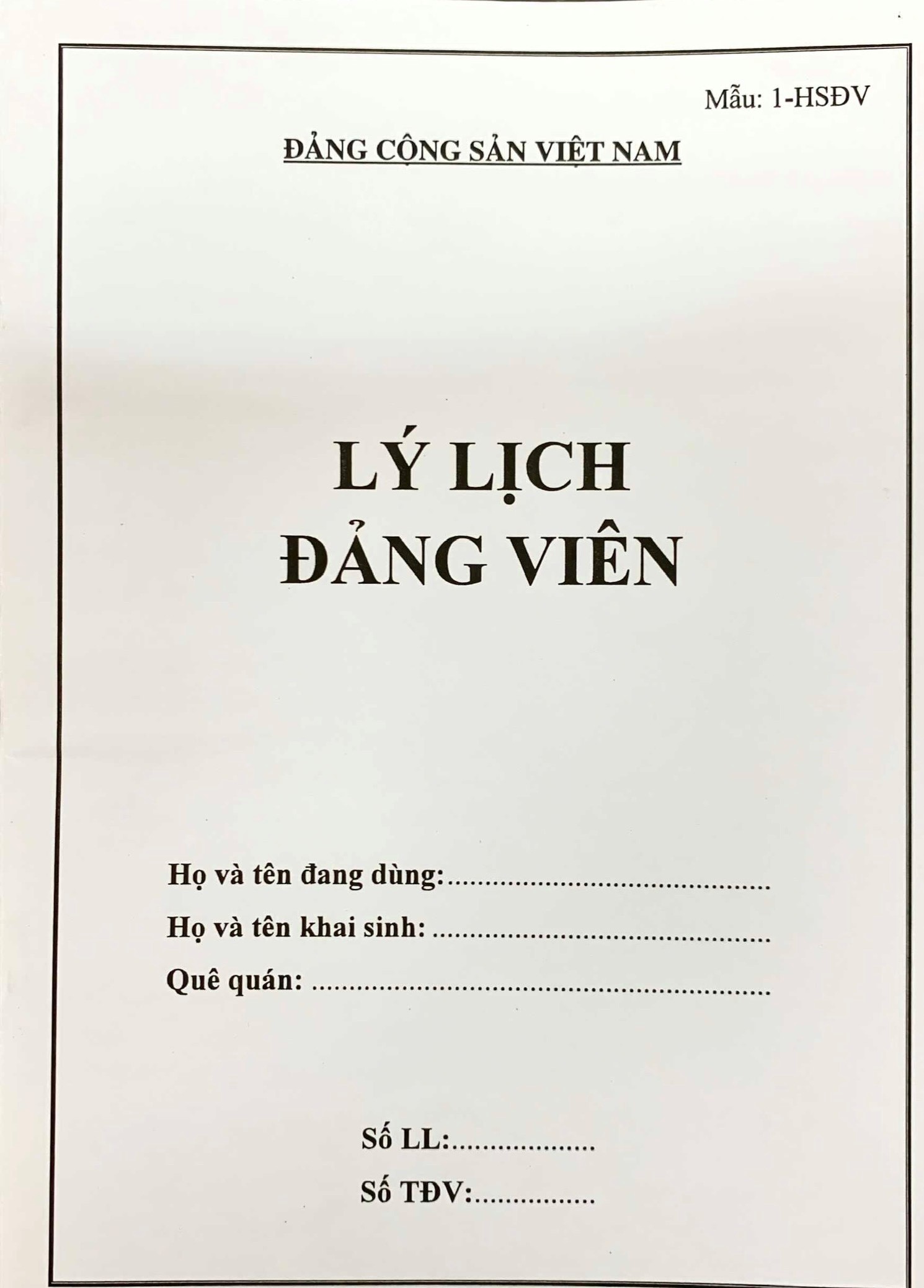 Lý lịch Đảng viên (Bìa trắng)