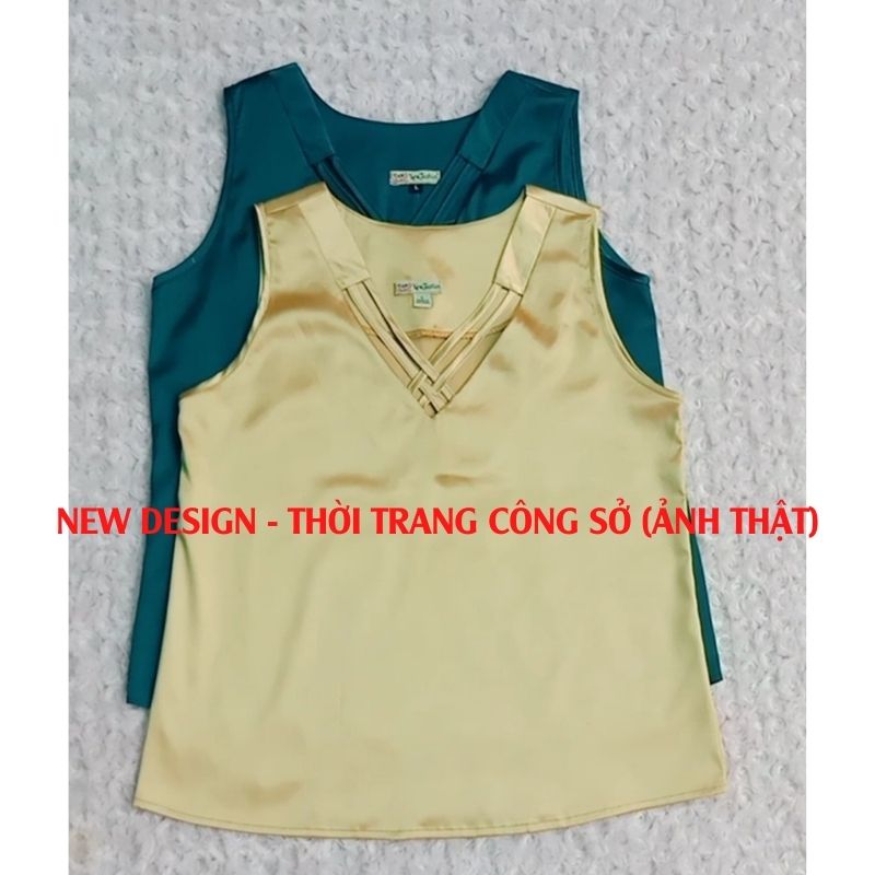 Áo Kiểu Nữ New Design Thiết Kế Dáng Áo Sơ Mi Suông, Cổ V Gọi Cảm Chất Lụa Satin Mịn, Thoáng Mát Nhiều Màu AO0011