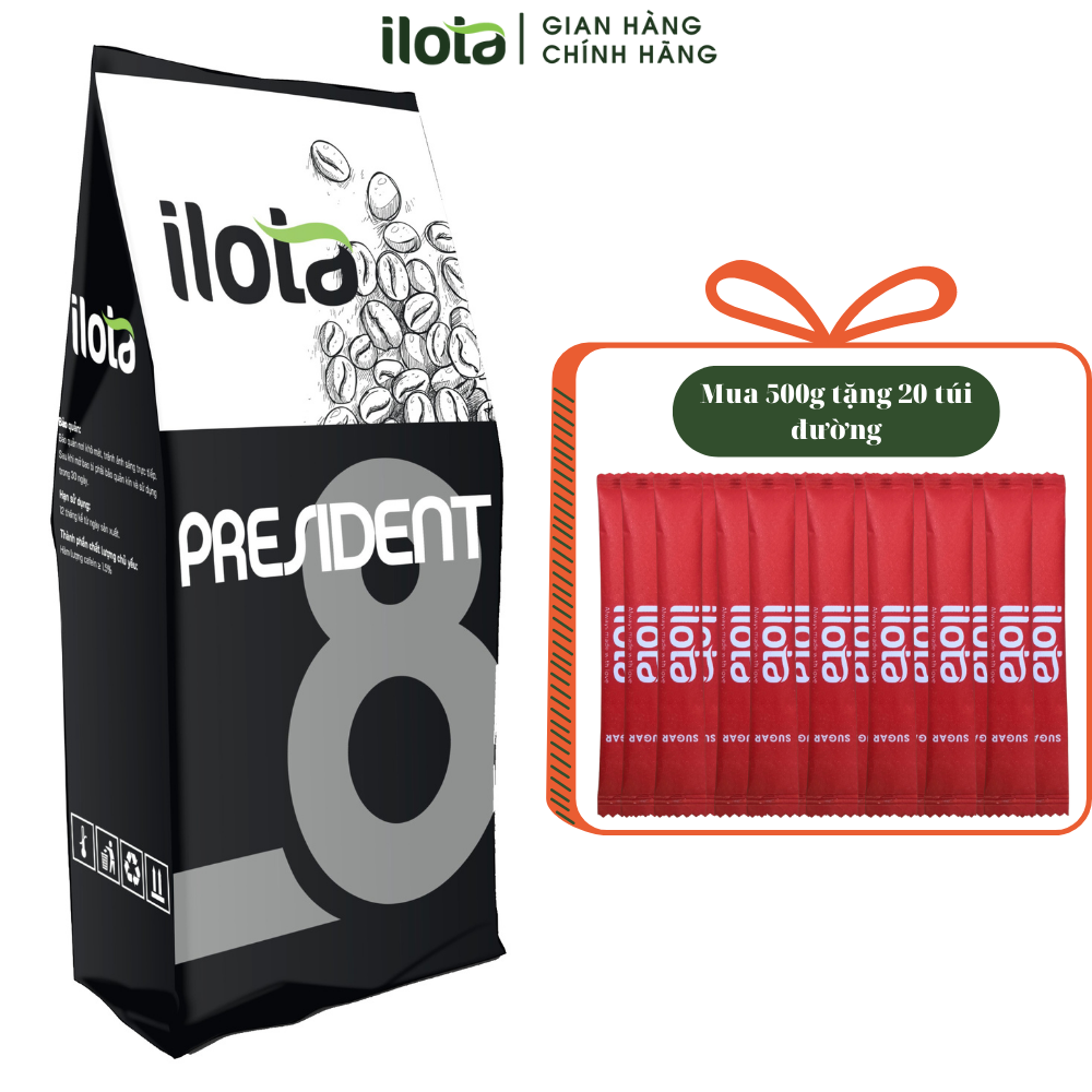 Cà Phê ILOTA 8 President Arabica Cầu Đất Specialty coffee rang xay nguyên chất Dạng Bột Amazing Cup 2021 Cafe pha phin 250gr