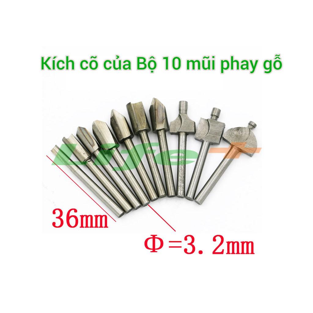 Bộ 10 mũi phay gỗ đa năng