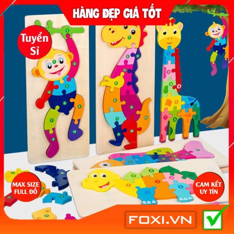 Miếng lắp ghép theo số thành hình các con vật Foxi-gần gũi-dễ thương-nhiều màu sắc-món đồ chơi lý thú dành cho các bé