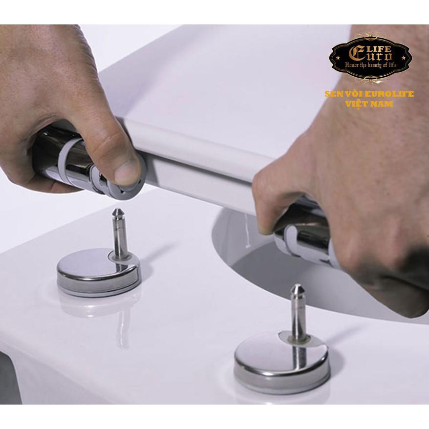 Bồn cầu 1 khối men sứ Nano tuyết, nắp đóng êm Eurolife EL-BC216
