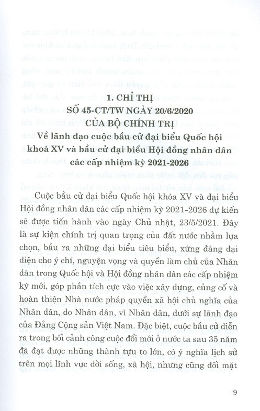 Các Văn Bản Chỉ Đạo, Hướng Dẫn Bầu Cử Đại Biểu Quốc Hội Khóa XV Và Đại Biểu Hội Đồng Nhân Dân Các Cấp Nhiệm Kỳ 2021-2026