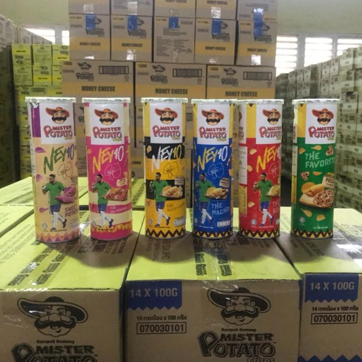 Bimbim khoai tây chiên dạng lát vị mật ong phomai Mister Potato hộp có hình Neymar 100g An Gia Sweets &amp; Snacks