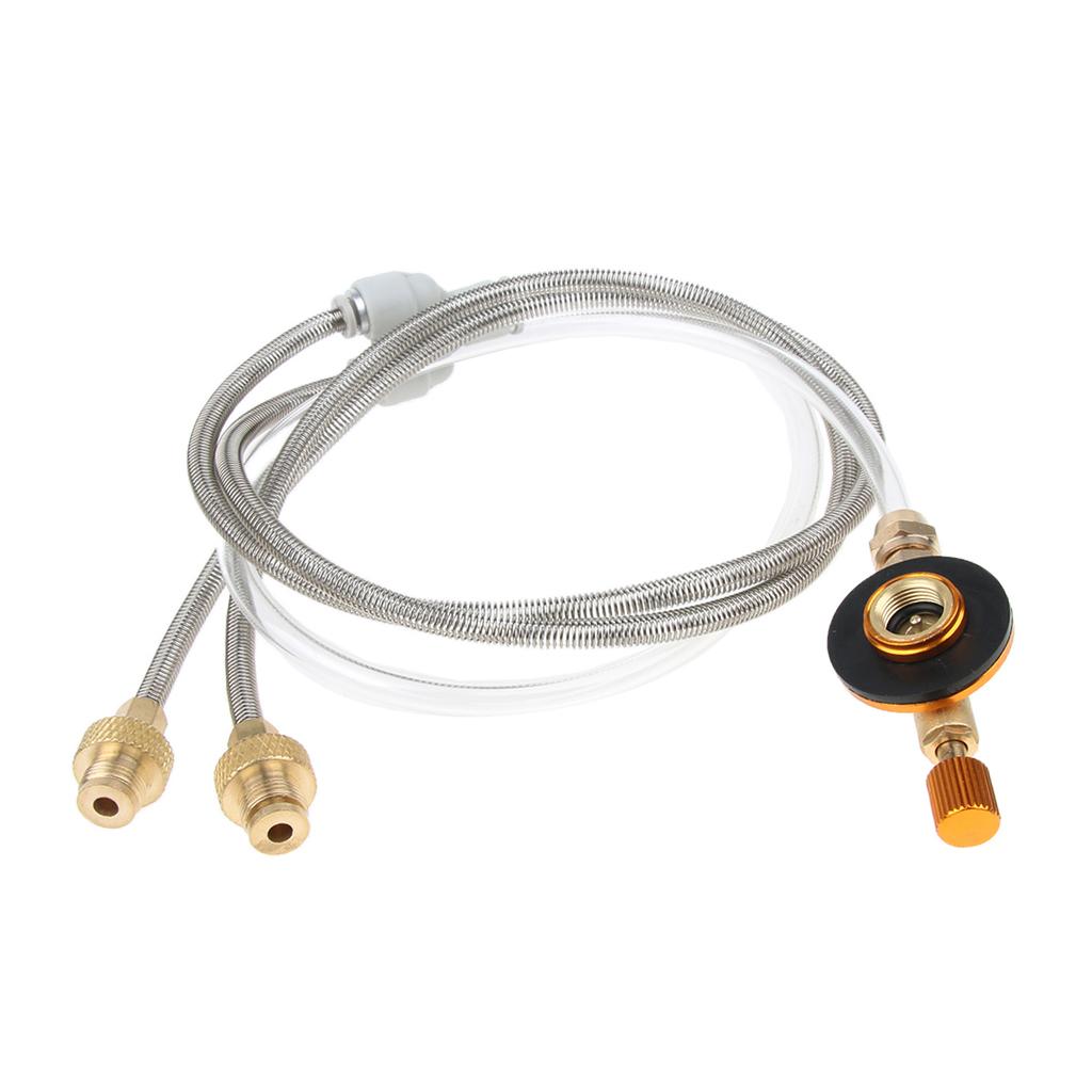 2 Stage Hose Pipe Propane Adapter for Flat Gas Tank Camping Stove