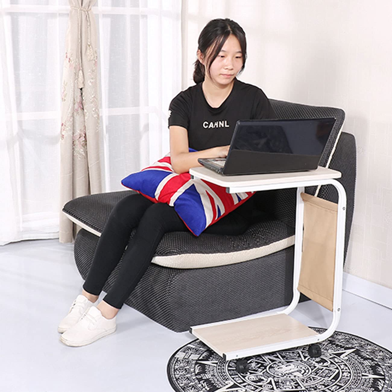 Bàn Làm Việc Đọc Tạp Chí Chữ U Có Bánh Xe C-Table Wheel Wood