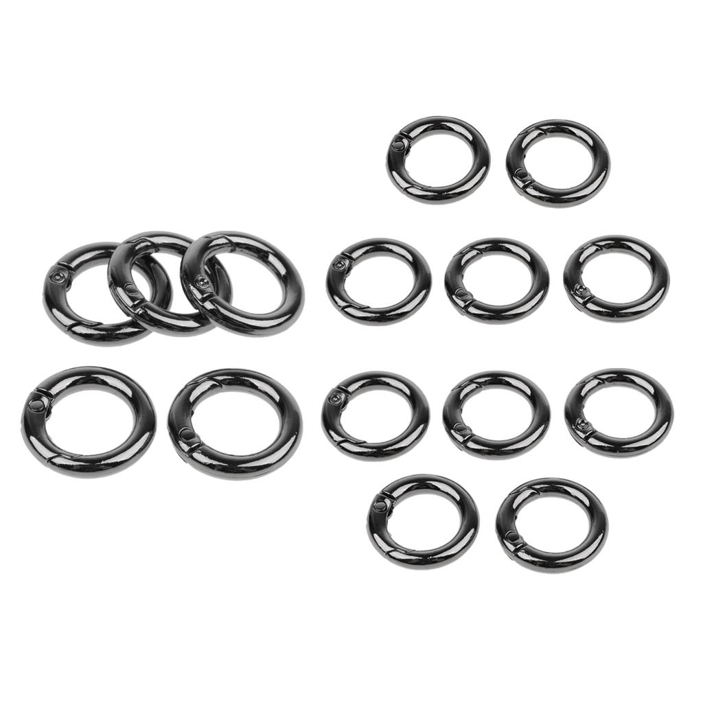 15pcs Zinc Alloy Round Carabiners Spring Buckles Snap Hook Keychain