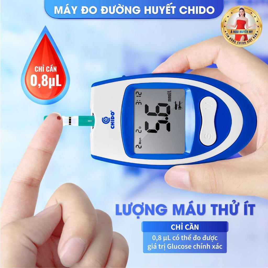 Máy đo đường huyết cao cấp CHIDO, tặng 50 que thử + kim