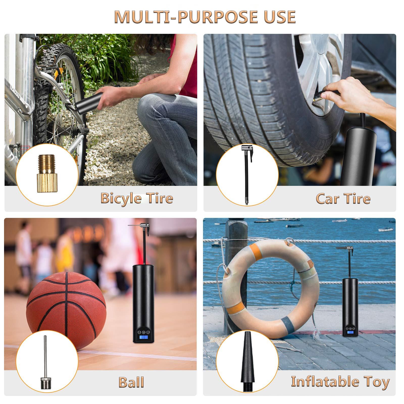 12V 150PSI Air Pump Tire Inflator Handheld 2000mAh Rechargeable Air Compressor with Pressure Gauge LED Lighting Auto