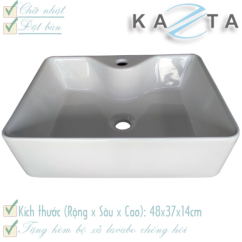 Lavabo Đặt Bàn Chữ Nhật Nhiều Hoạ Tiết May Mắn KAZTA - Hươu xanh, hoa mai,..