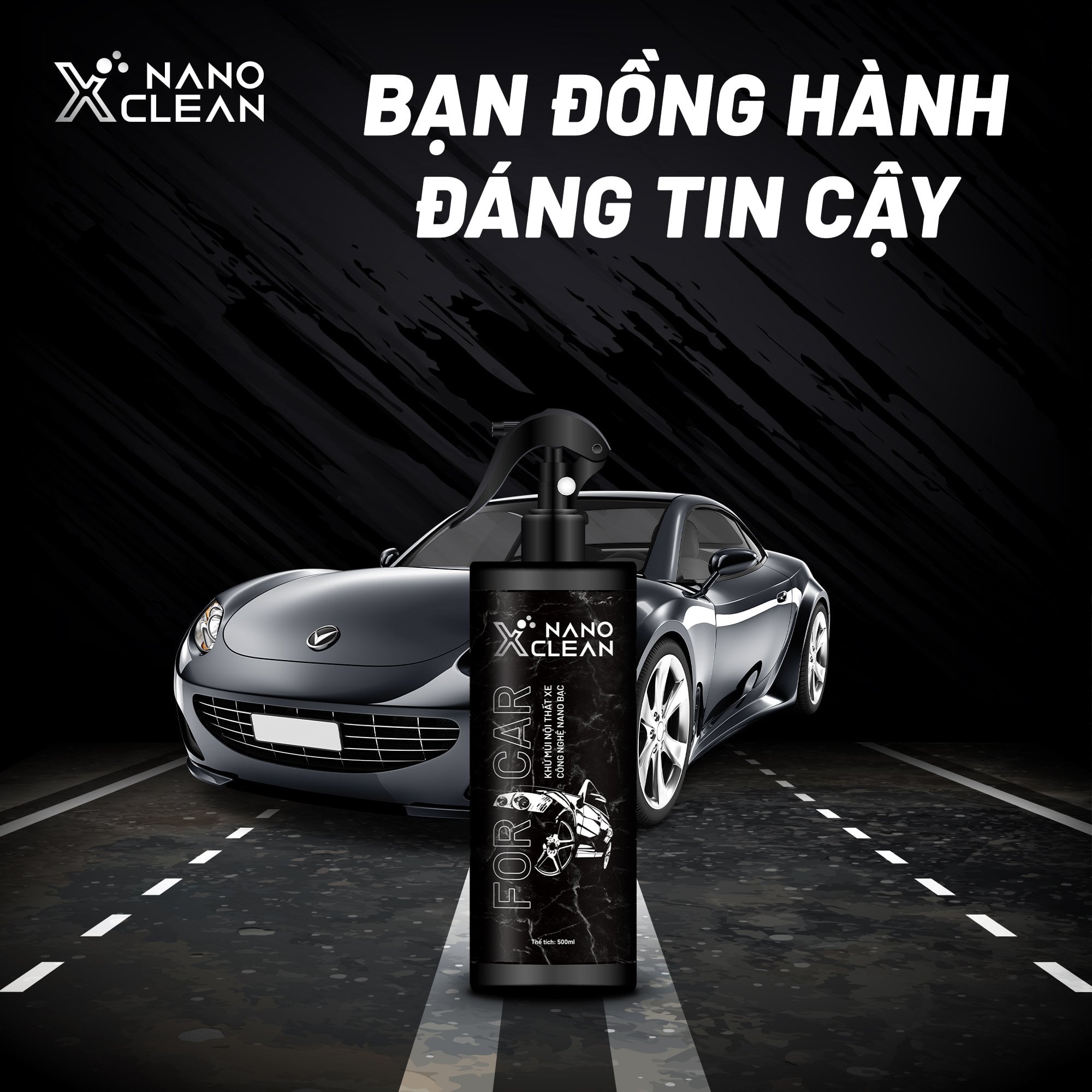 Combo 2 chai xịt diệt khuẩn khử mùi ô tô, xe hơi Nano Xclean For Car 500ml-Khử mùi Hải Sản, ẩm mốc-Vệ sinh, khử mùi nội thất-Nano Bạc AHT Corp