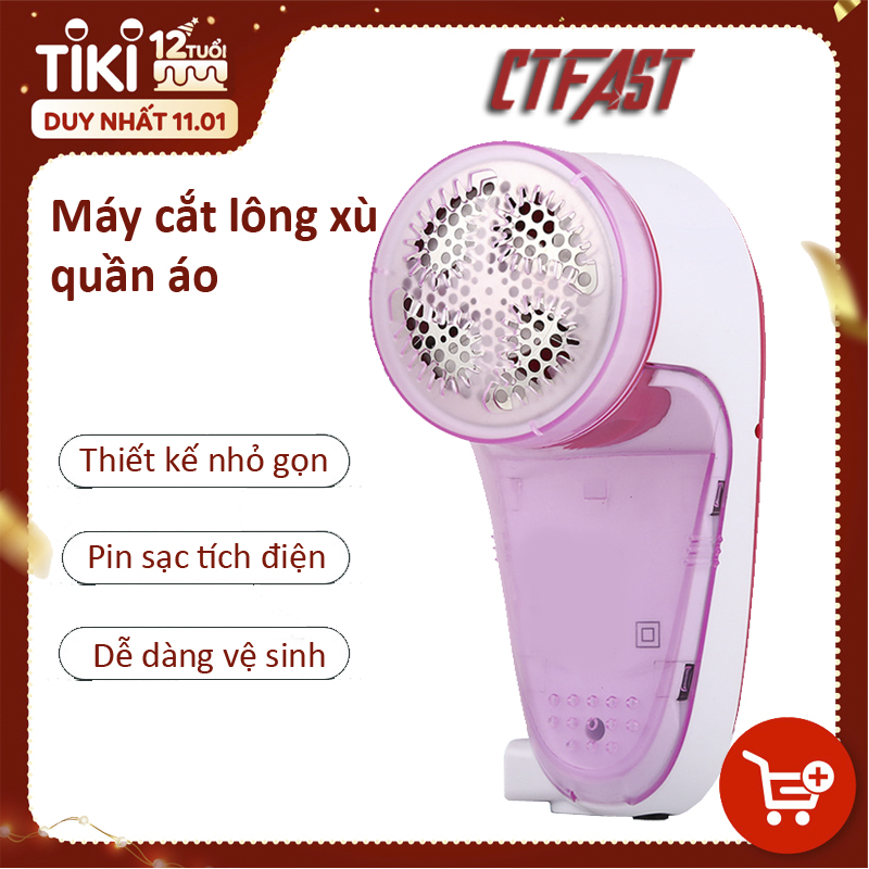 Máy cắt lông xù và hút bụi quần áo CTFAST-LK618 thiết kế nhỏ gọn, pin sạc tích điện, tặng kèm lưỡi dao thay thế