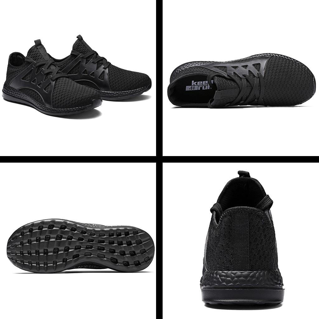 Men's Lightweight Breathable Black Mesh Street Sport Walking Shoes Casual Sneakers