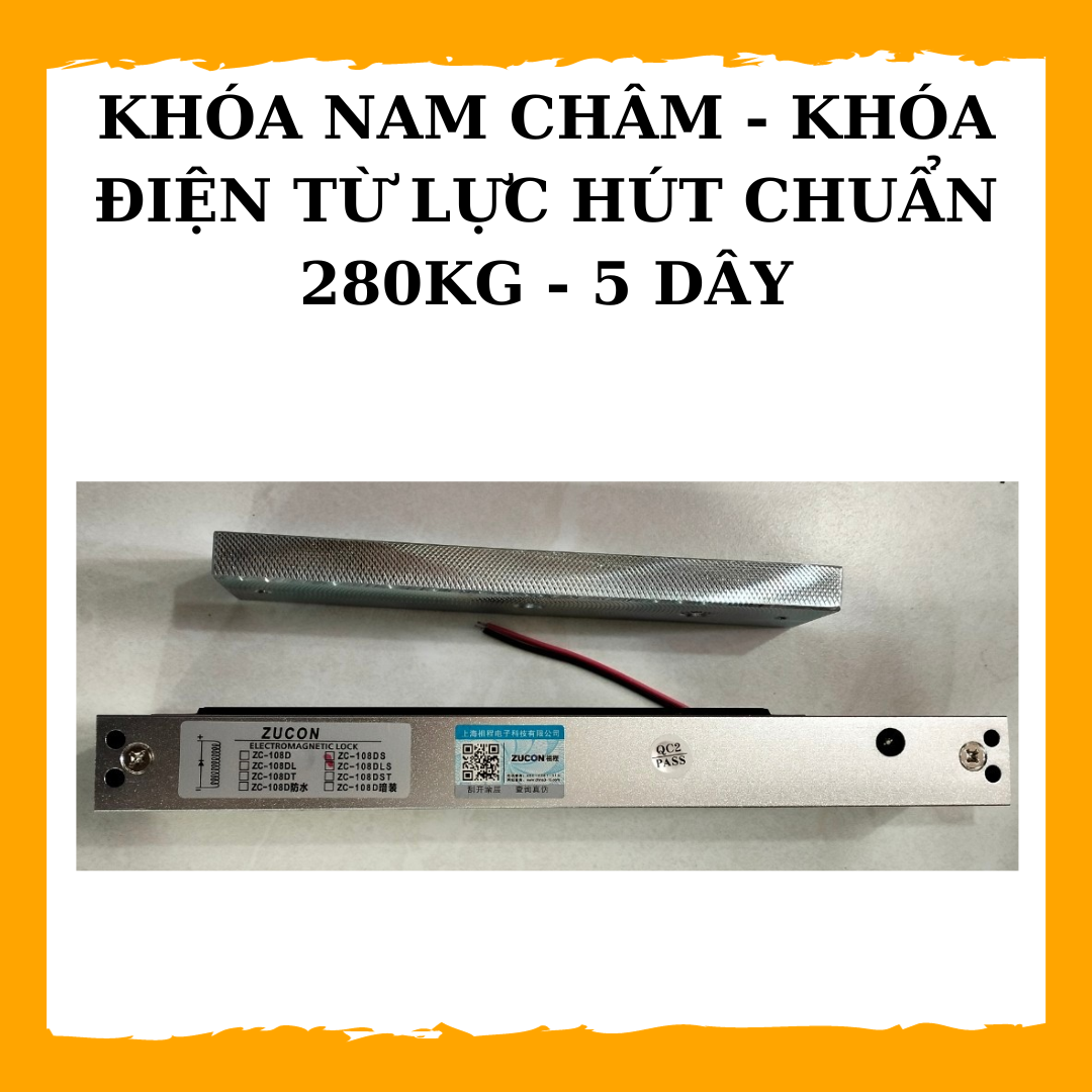 Khóa Điện Từ 12V, Khóa Nam Châm Điện Lực Hút 280kg Loại 5 Dây Bảo Hành 6 Tháng