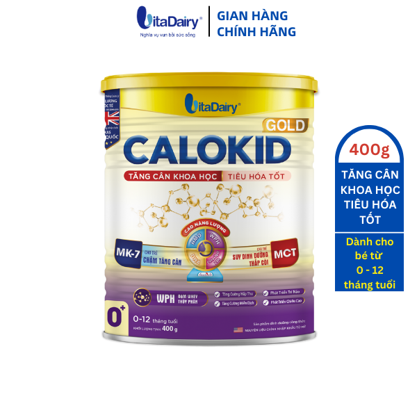 Sữa bột Calokid Gold 0+ 400g giúp bé tăng cân khoa học, tiêu hóa tốt - VitaDairy