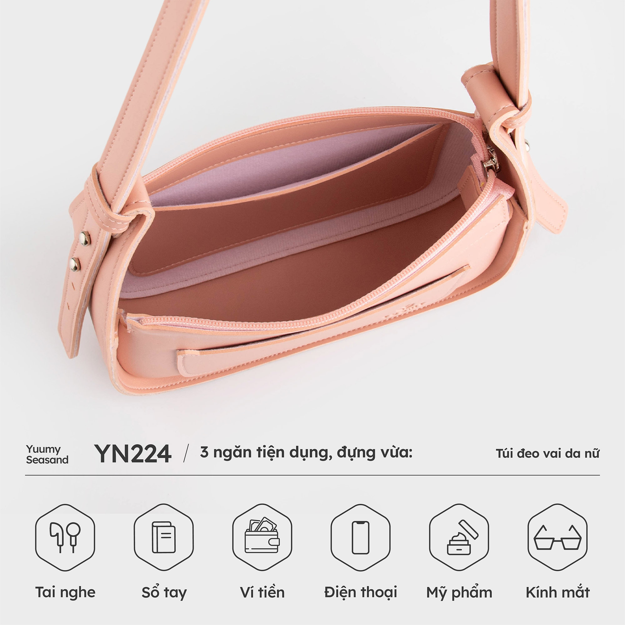 Túi Yuumy ( Thời trang nữ xinh xắn size 22 - Túi đeo vai da Seasand YN224 )