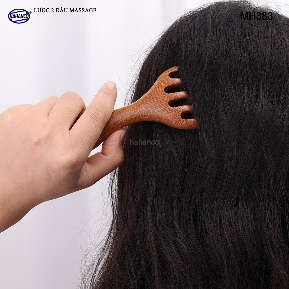 Lược Châm Cứu Hươu Bằng Gỗ Gõ Đỏ HAHANCO Giúp Lưu Thông Máu Mát Xa Toàn Thân - MH383