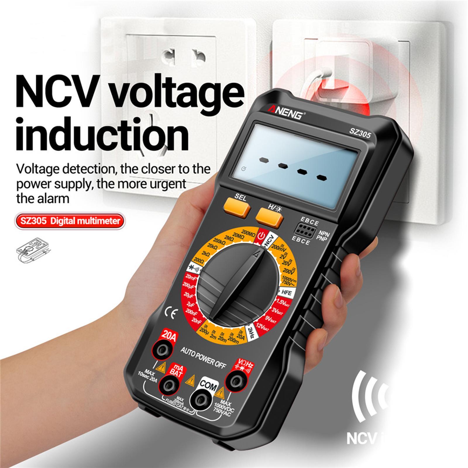 Digital Multimeter DC Voltmeter LCD Display DC Current Non-contt Meansures Ncv Auto Range Pocket Electrician Tester
