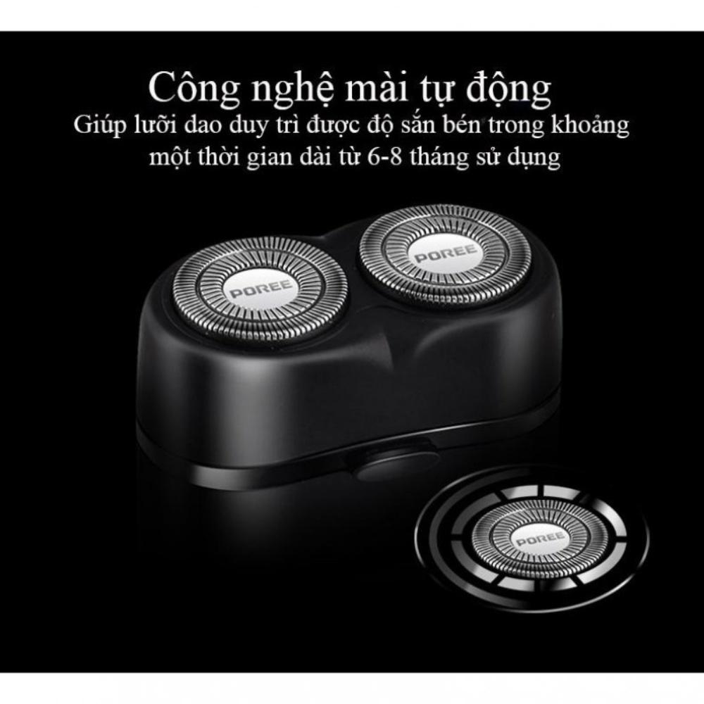 Máy cạo râu nam mini bỏ túi sạc pin Poree PS187, thiết kế nhỏ gọn,2 lưỡi cạo cao cấp, chống nước IP68, bảo hành 12 tháng