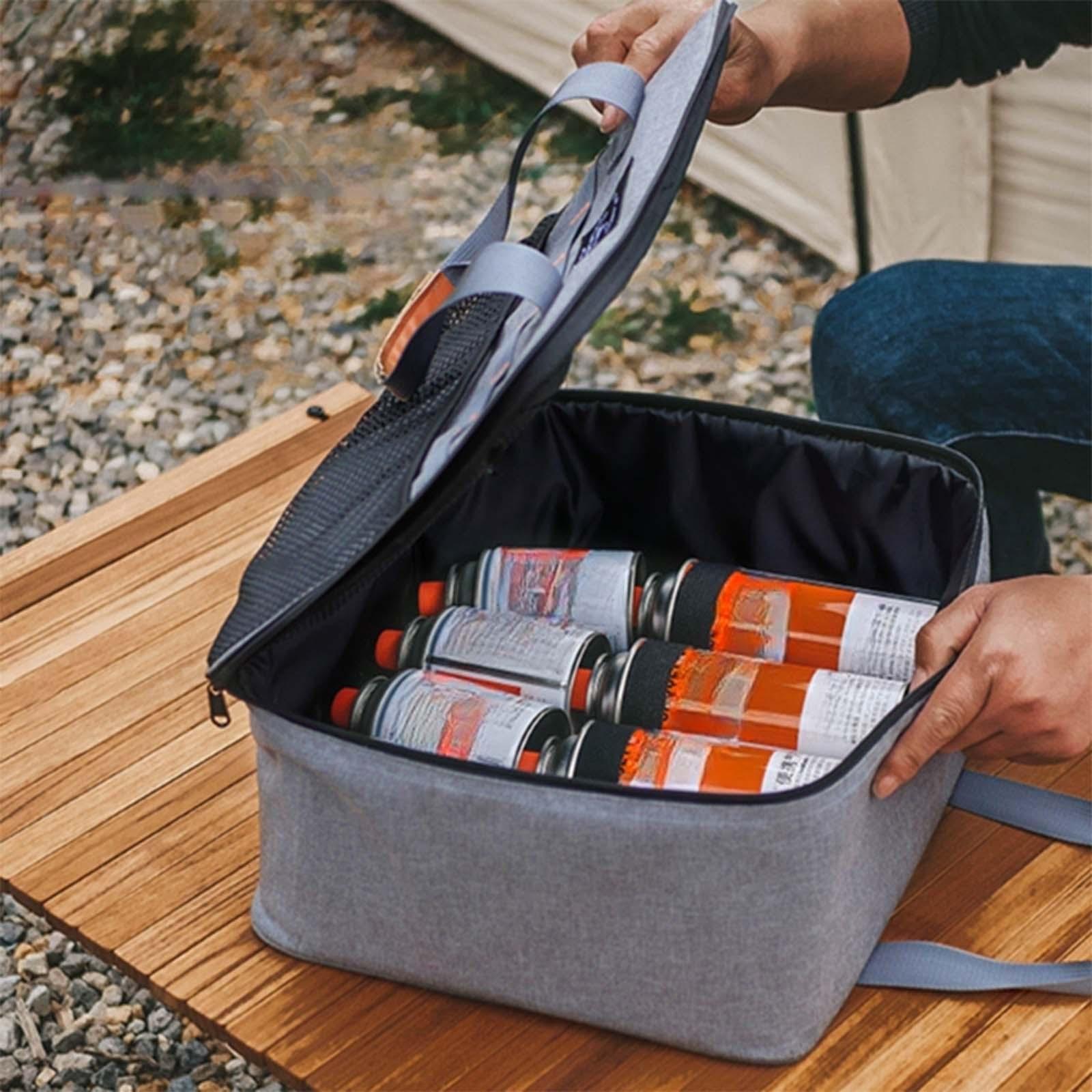 Gas Tank Storage Bag Camping Carry Bag Net Pocket with PU Handle Gas Canister Bag Grill Carrying Bag for Road Trip Party Camping