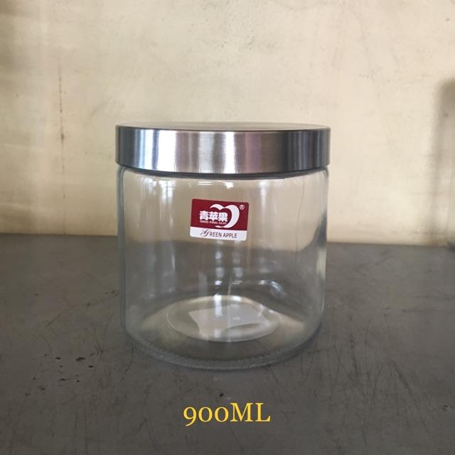 Hủ Ống Thuỷ Tinh Nắp Bạc 900ML