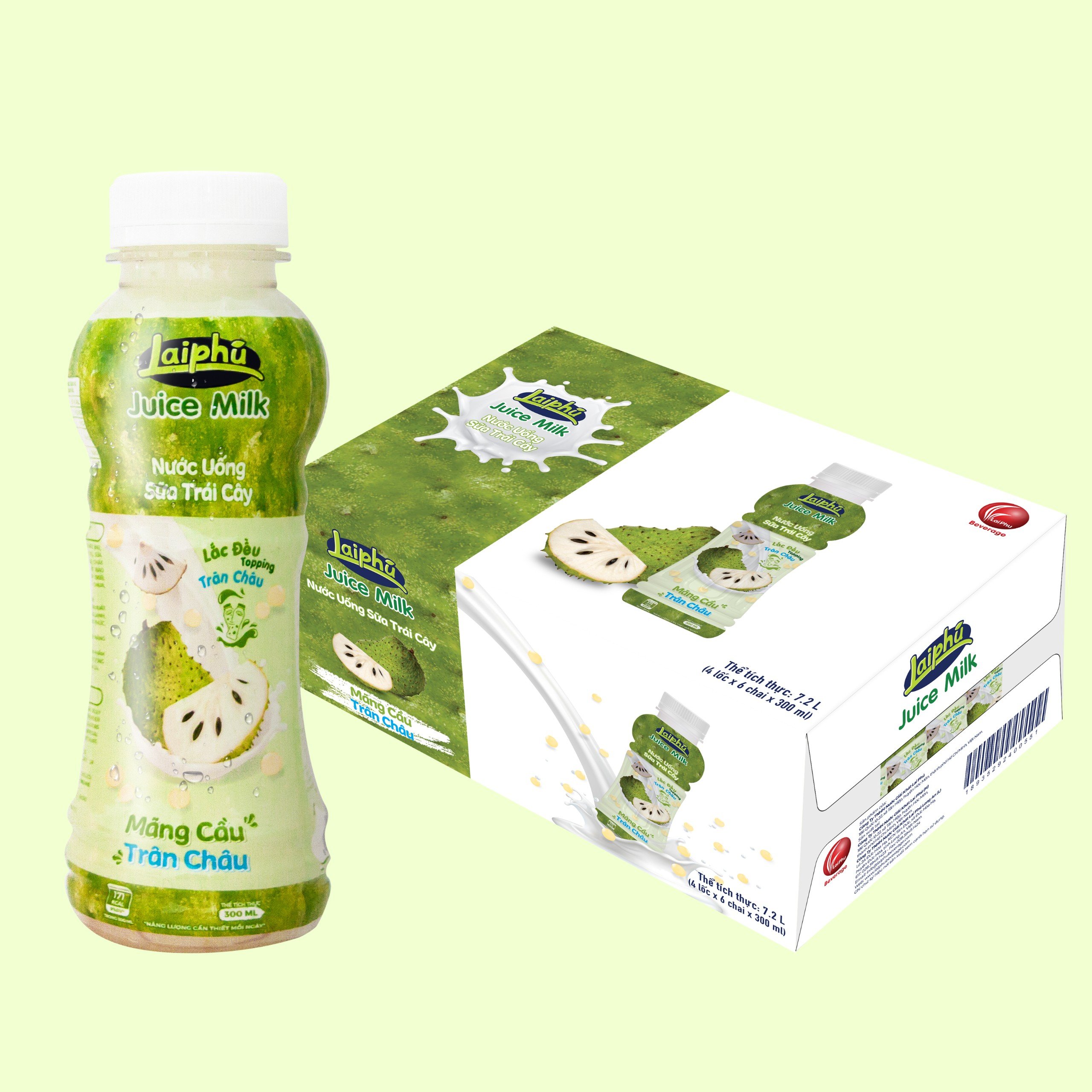 Sữa Trái Cây Mãng Cầu Trân Châu Lai Phú Chai 300ml - Thùng 24 Chai