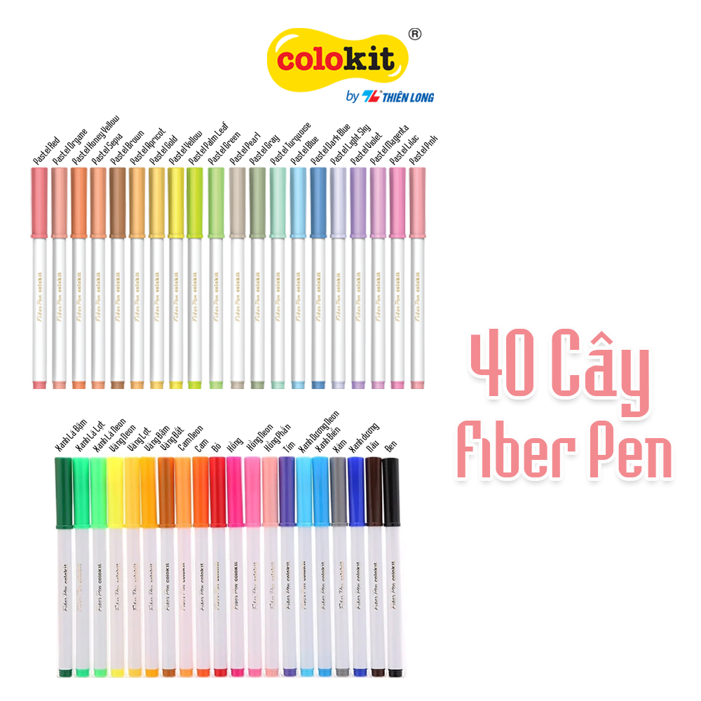 Combo Bút lông màu Fiber Pen Thiên Long Colokit 40/56/76 màu rửa được an toàn sử dụng tô màu, vẽ tranh, calligraphy