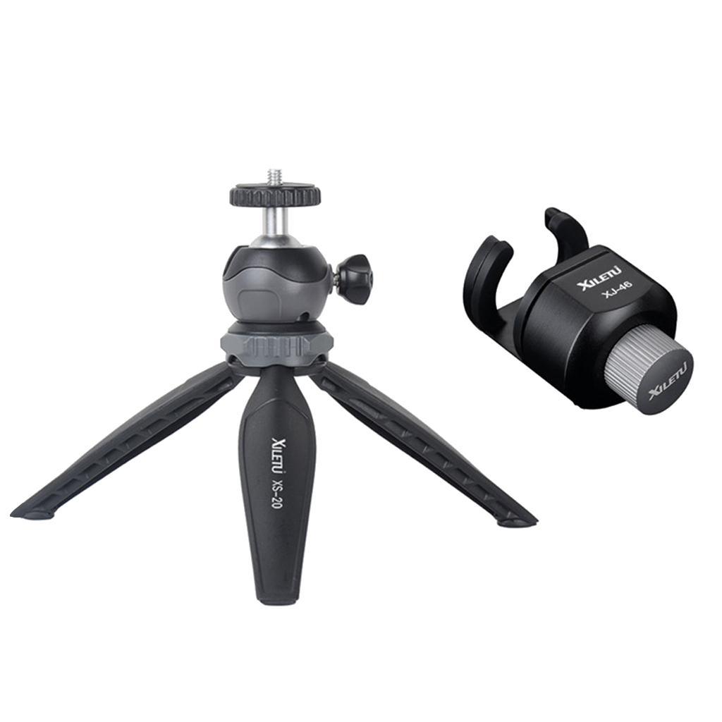 Mini Tabletop Handheld Tripod & Ball Head & Phone Clip for Digital Camera