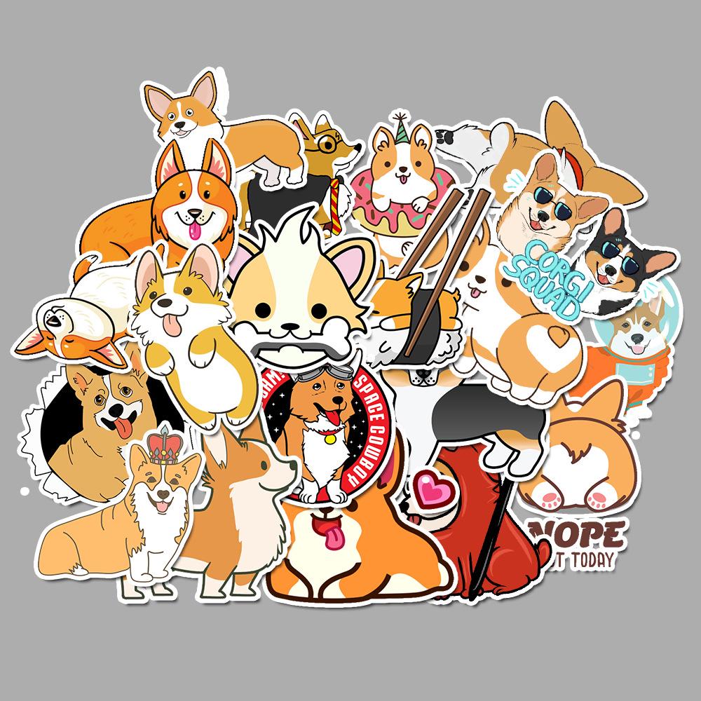 Bộ sticker  chó corgi chống thấm nước trang trí mũ bảo hiểm, đàn, guitar, ukulele, điện thoại laptop