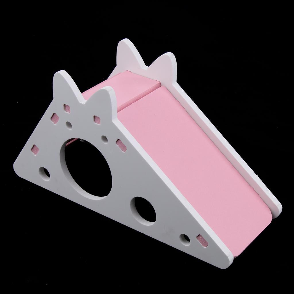 2 Pcs Hamster Chinchilla Gerbil Ladder Cage Villa,Wood Nest House,Pink&Blue