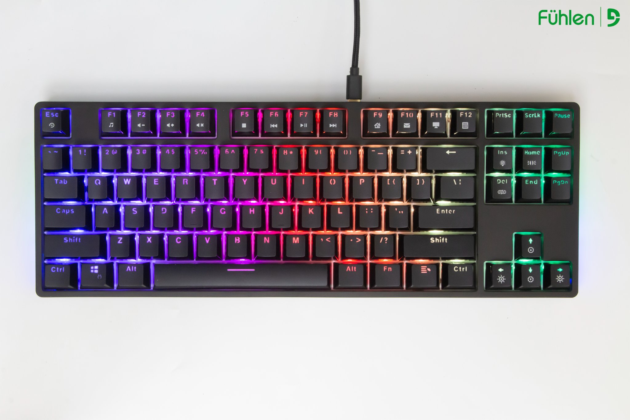 Bàn phím cơ Fuhlen D87s RGB cáp type C rời - Hàng chính hãng