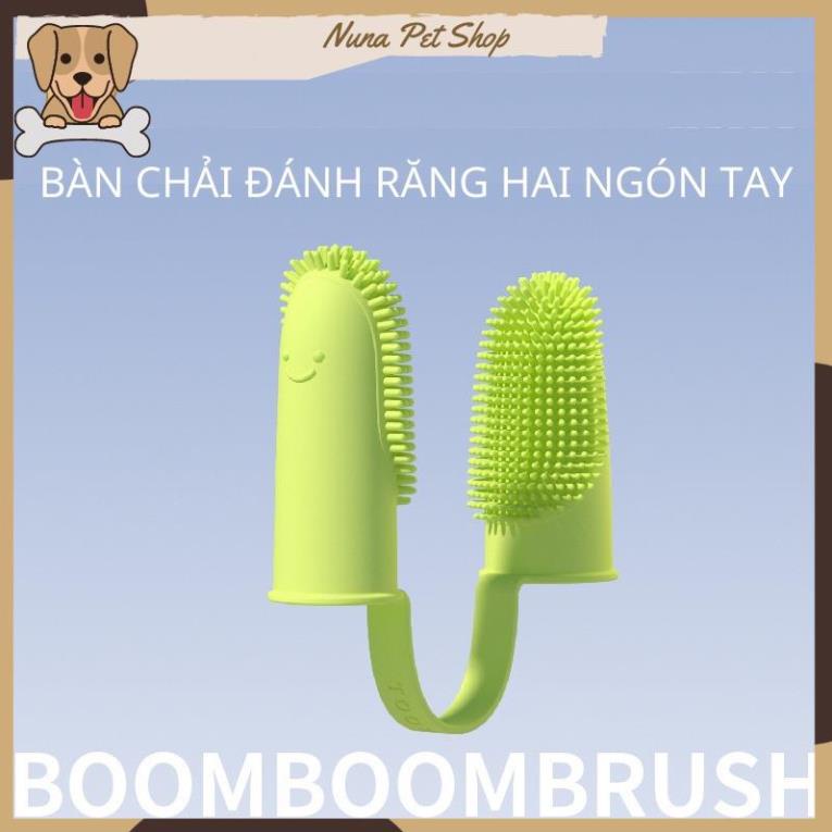 Bàn chải đánh răng cho chó mèo - Bàn chải xỏ ngón bằng silicone mềm tiện dụng