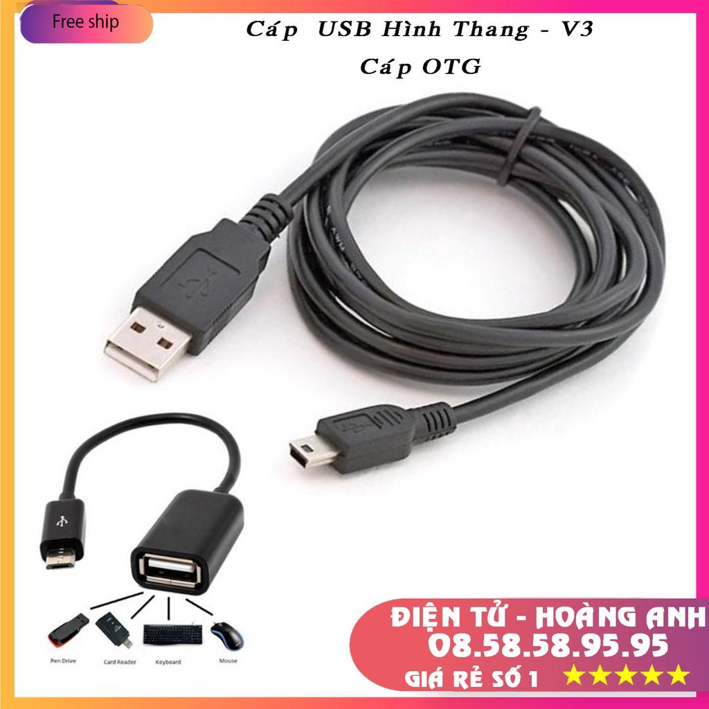Cáp sạc USB V3 hình thang dài cáp OTG loại tốt