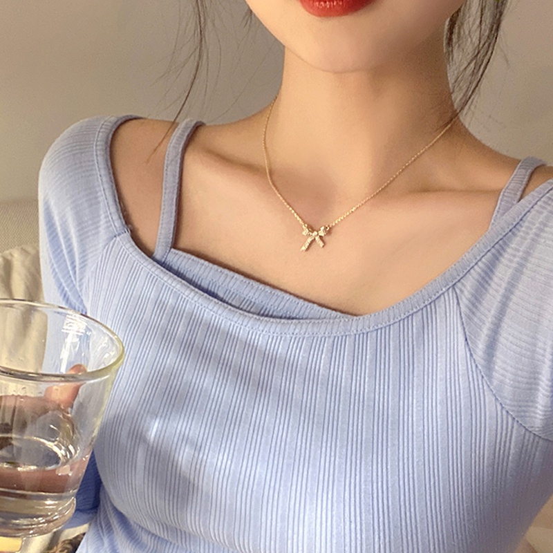 Vòng cổ mặt nơ đính đá thời trang phong cách hàn quốc mới mẻ