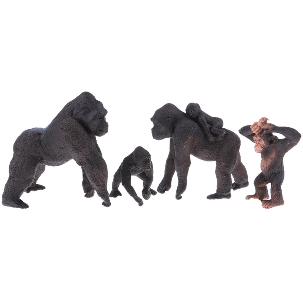 4 Pieces Simulation Gorilla Family Figure Toy Animal Model Set, Home Ornament