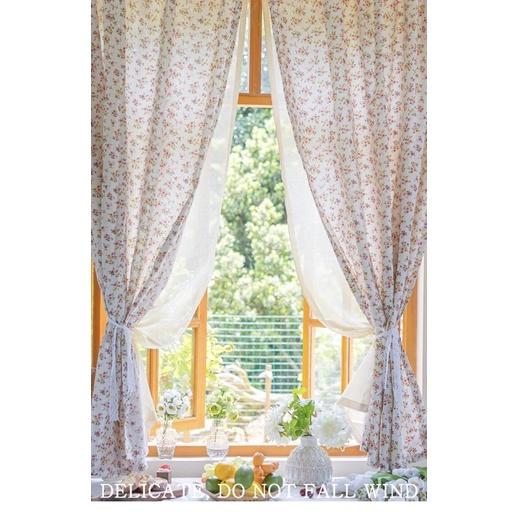 Rèm cửa sổ họa tiết hoa hồng vintage, rèm vải hoa xinh xắn trang trí decor phòng ngủ, màn chống nắng cao cấp