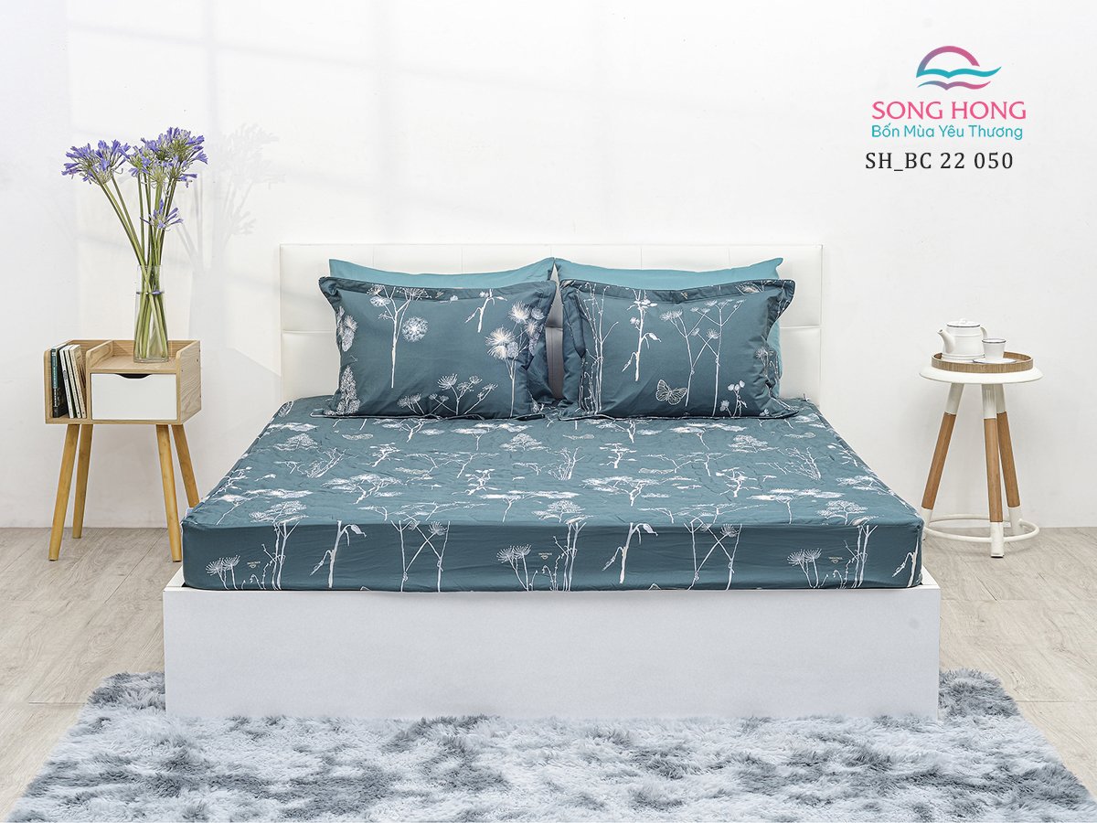 Bộ ga chun chần 200x220 Sông Hồng chất cotton