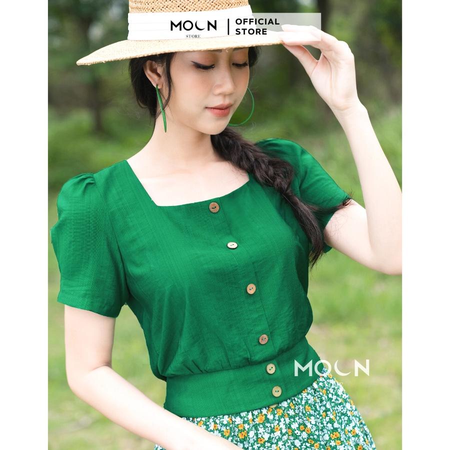 Áo sơ mi nữ cổ vuông chất đũi trẻ trung mát mẻ MA144 MOON STORE