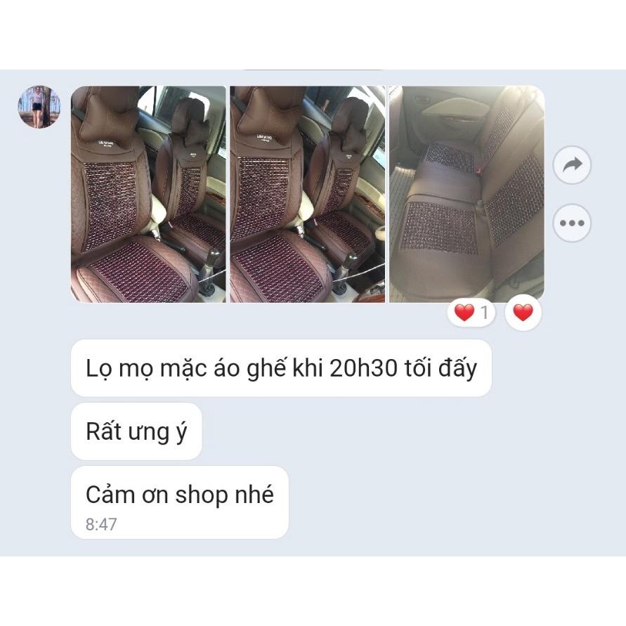 Bộ 5 Áo Ghế Ô Tô Chất Liệu Da Cao Cấp Phủ Kín 100% 2 Ghế Trước - Áo Da Bọc Ghế Đan Hạt Gỗ Cực Sang Chảnh,Nâu,Kem,Đen