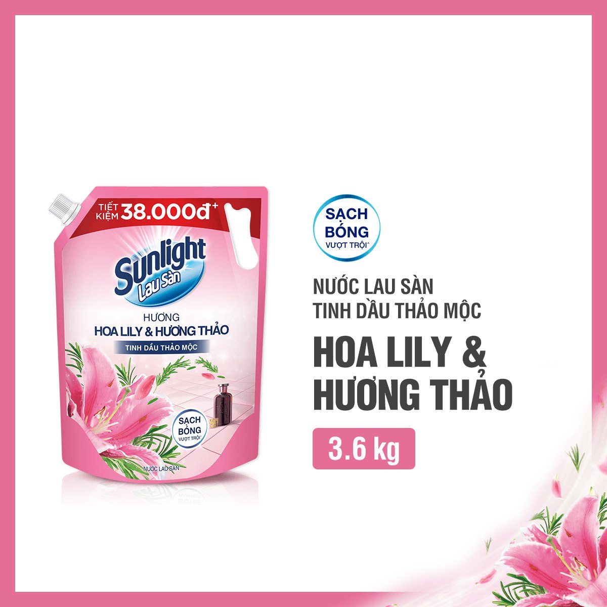 Nước Lau Sàn Sunlight Tinh Dầu Thảo Mộc Dạng Túi 3.4/3.6 kg