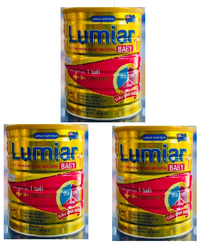 Combo 3 lon Sữa bột Lumiar Baby 1+ lon 800g - sản phẩm dành cho trẻ tăng cân, tiêu hoá tốt
