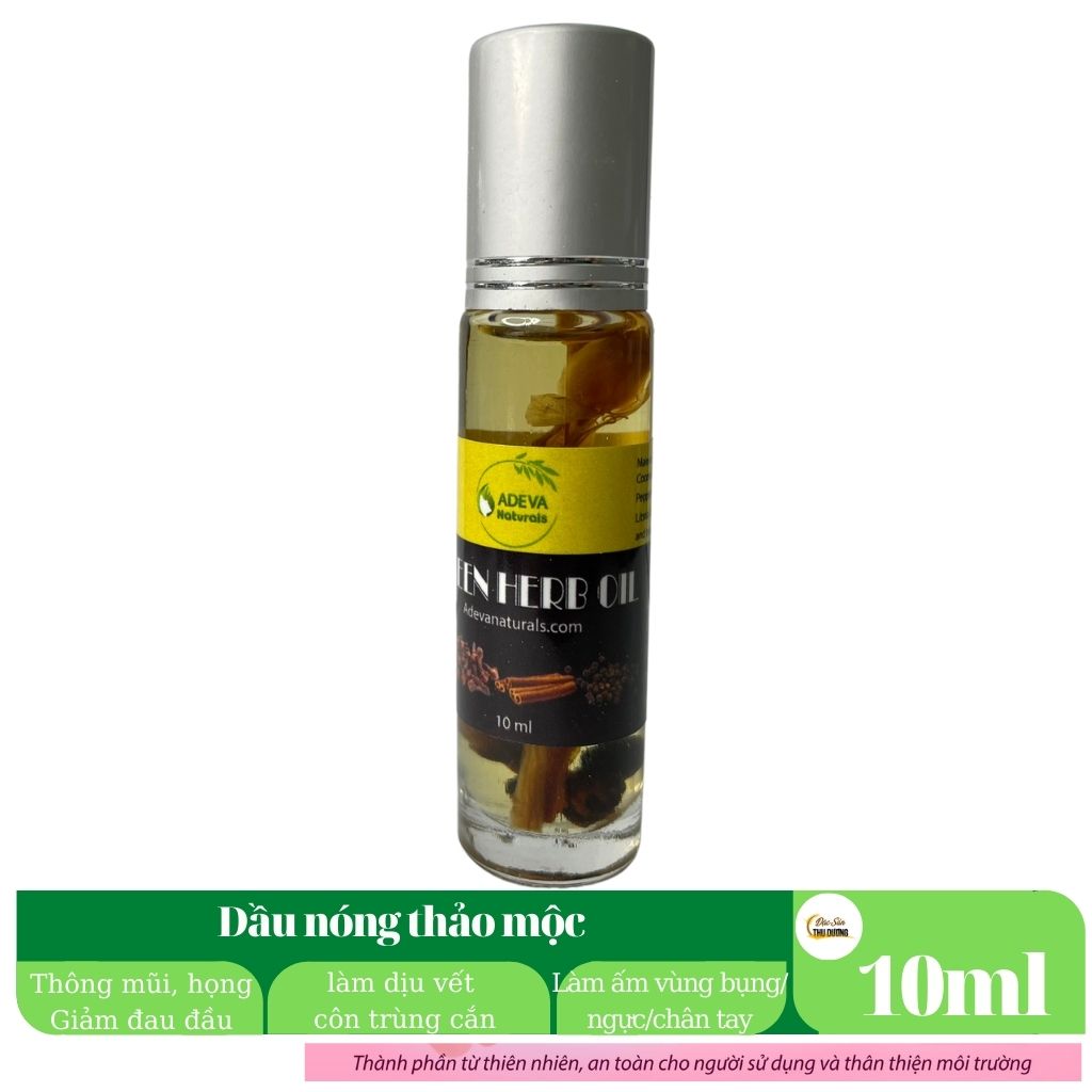 Dầu nóng thảo dược ADEVA - Green herb oil - Đầu bi lăn tiện lợi, kết hợp massage day ấn huyệt đạo. nhỏ gọn tiện mang theo, thành phần từ các loại tinh dầu và thảo mộc tự nhiên