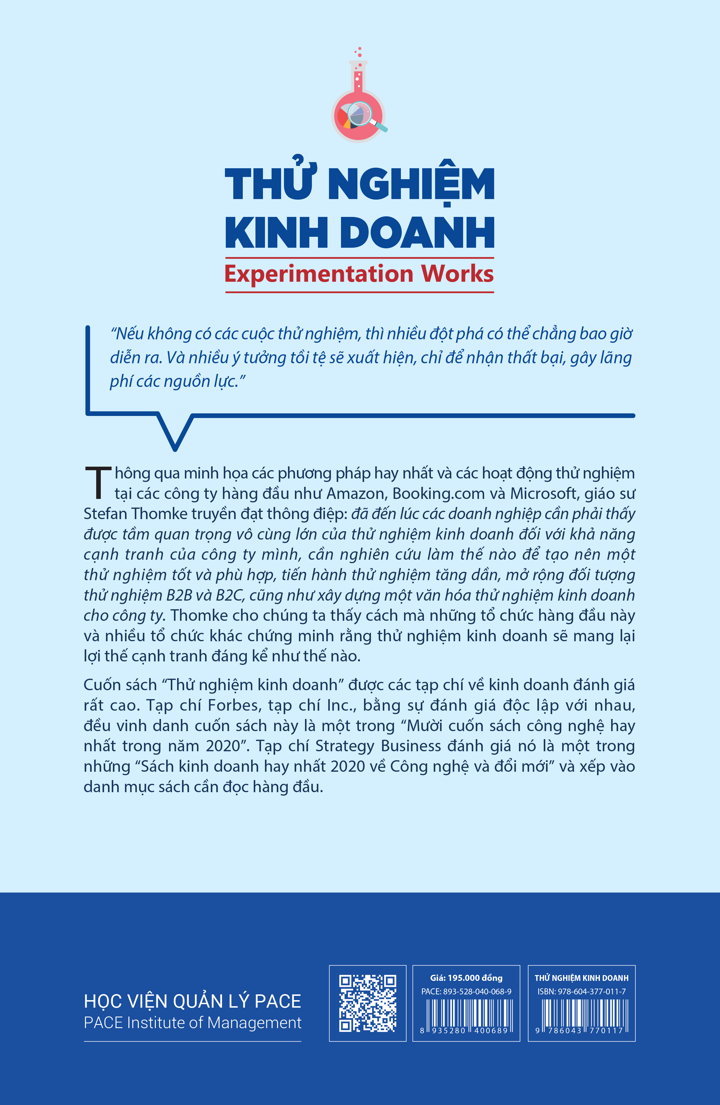 Sách PACE Books - Thử nghiệm kinh doanh - Stefan H. Thomke