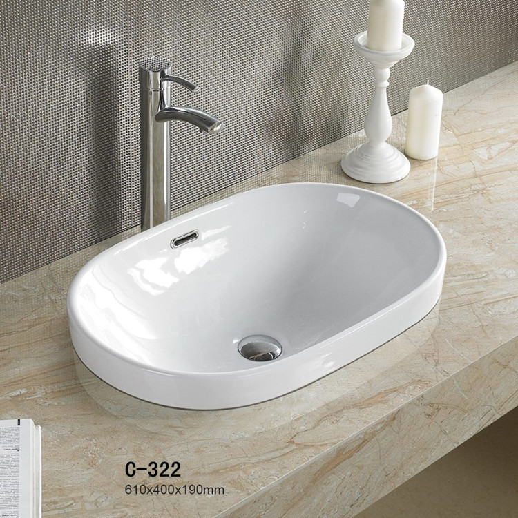 CHẬU LAVABO ÂM BÀN ĐÁ DƯƠNG VÀNH MEN NANO TRẮNG SÁNG